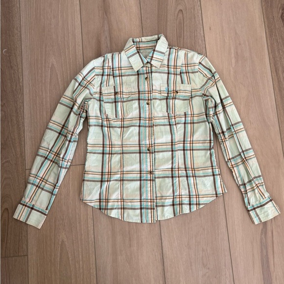 Browning Womens Med Flannel Button Up Blue Plaid Long Sleeve Flap Pockets Shirt - Picture 1 of 7